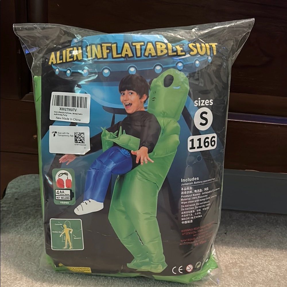 Alien Inflatable Suit Costume for Kids - Green